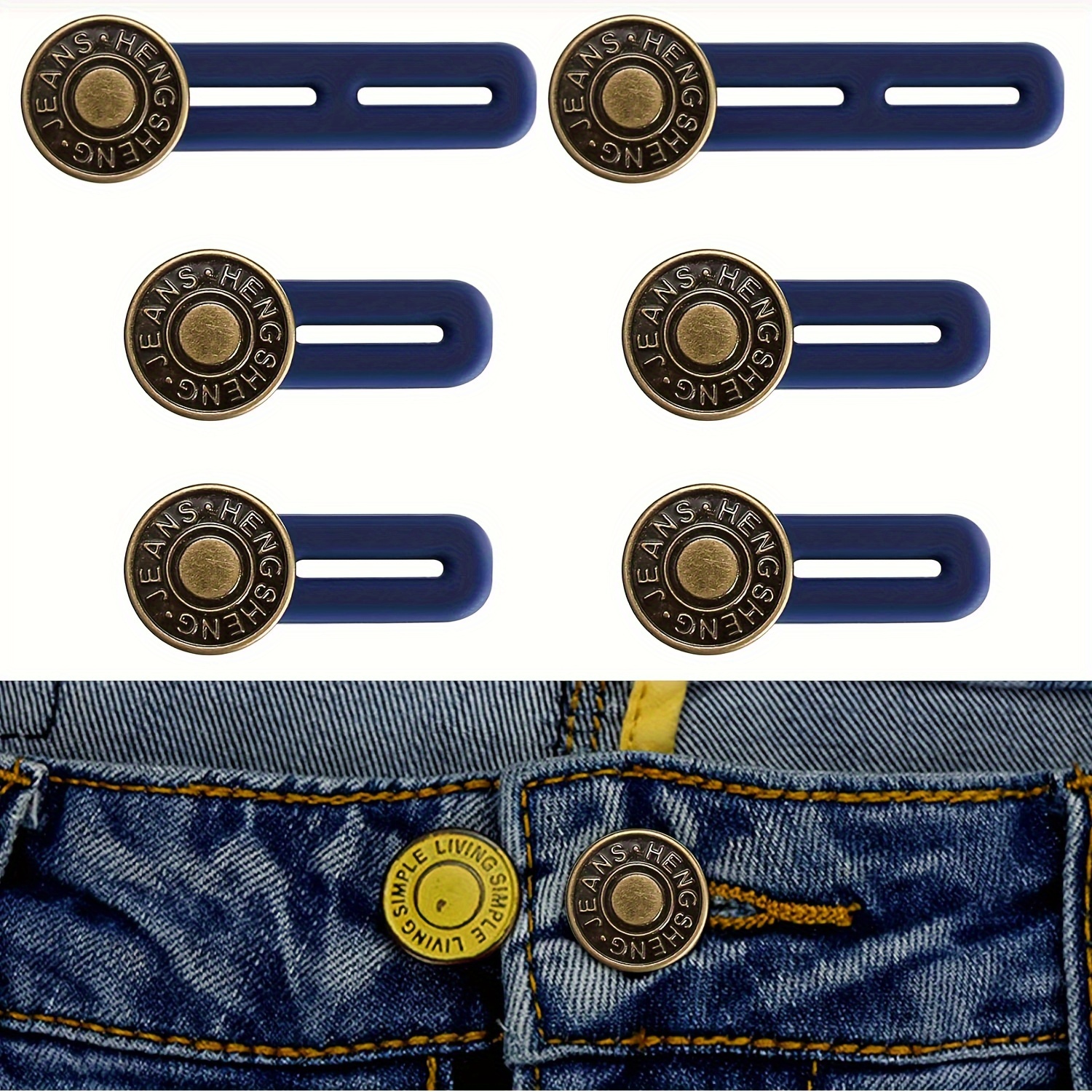 17mm Waist Extender Spring Brass Waistband Button Extender Strong  Adjustable Snap Button for Jeans, Skirt, Trousers, Denim 