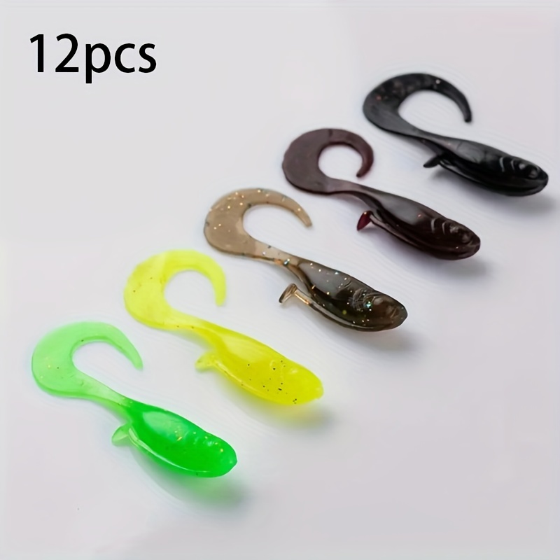12pcs 50pcs Acrylic Soft Bait Lure, Fish Shaped Small Twister Tail Lure For  Freshwater Saltwater, Fishing Lure Accessories, 4.7cm/1.85in