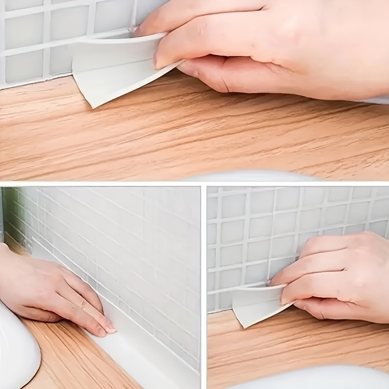 2 Roll Bathroom Shower Sink Bath Sealing Strip Tape, White PVC Self Adhesive  Waterproof Wall Sticker For Bathroom, Sink, Bathtub, Toilet 10.4ft