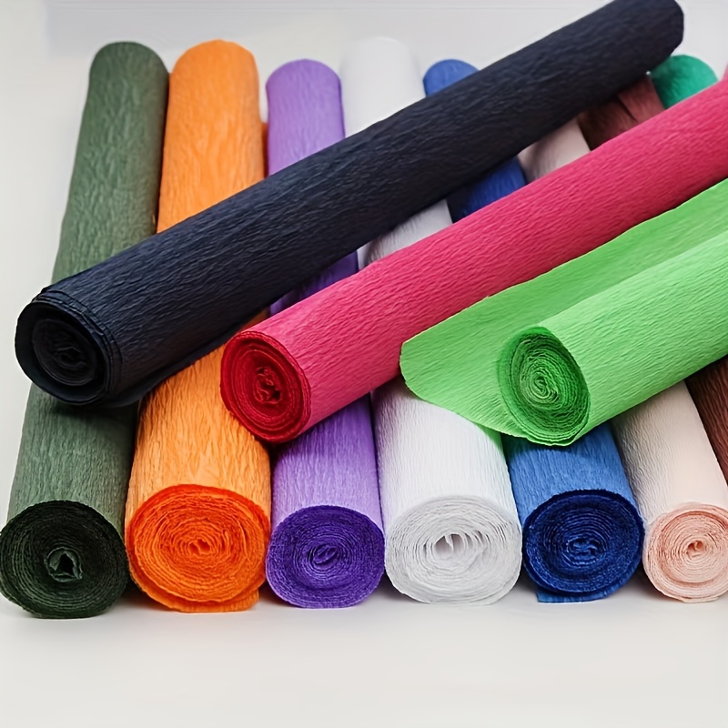 12 Colors Crepe Paper Rolls, 10 x 98inch Wide Crepe Paper Sheets with Floral Stem Wire and Green Floral Tapes for DIY Gift Wrapping Paper Crafts