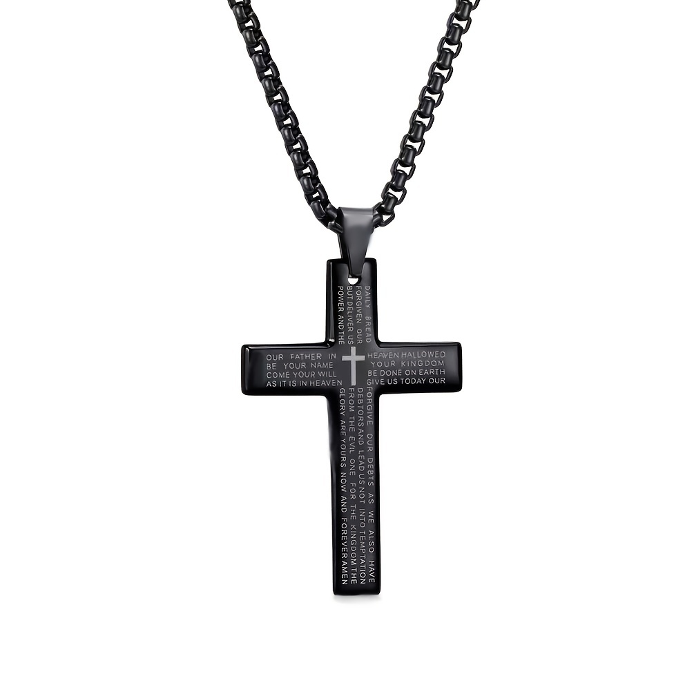 Men's Engraved Cross Pendant Necklace