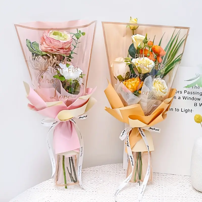 Multiple Bags, Flower Packaging Bags, Simple Golden Edge Transparent  Waterproof Flowers, Flower Art Material Packaging For Teacher's Day  Birthday Festival Bouquet Packaging, Cheapest Items Available, Small  Business Supplies - Temu United Arab