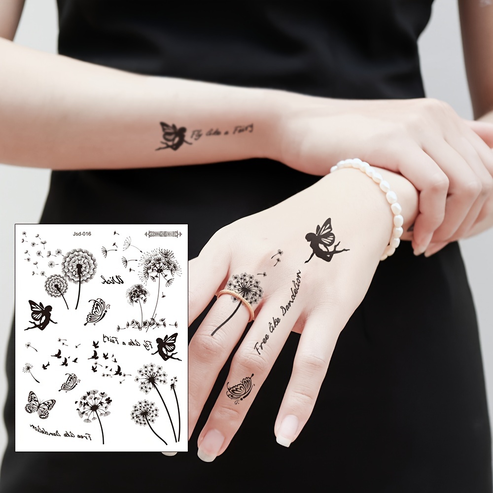 Colorful Floral Letter Pattern Wrist Tattoo Stickers Lasting - Temu