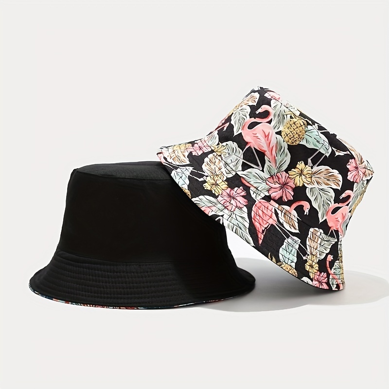 Flamingo Print Bucket Hat Lightweight Sunscreen Basin Hat