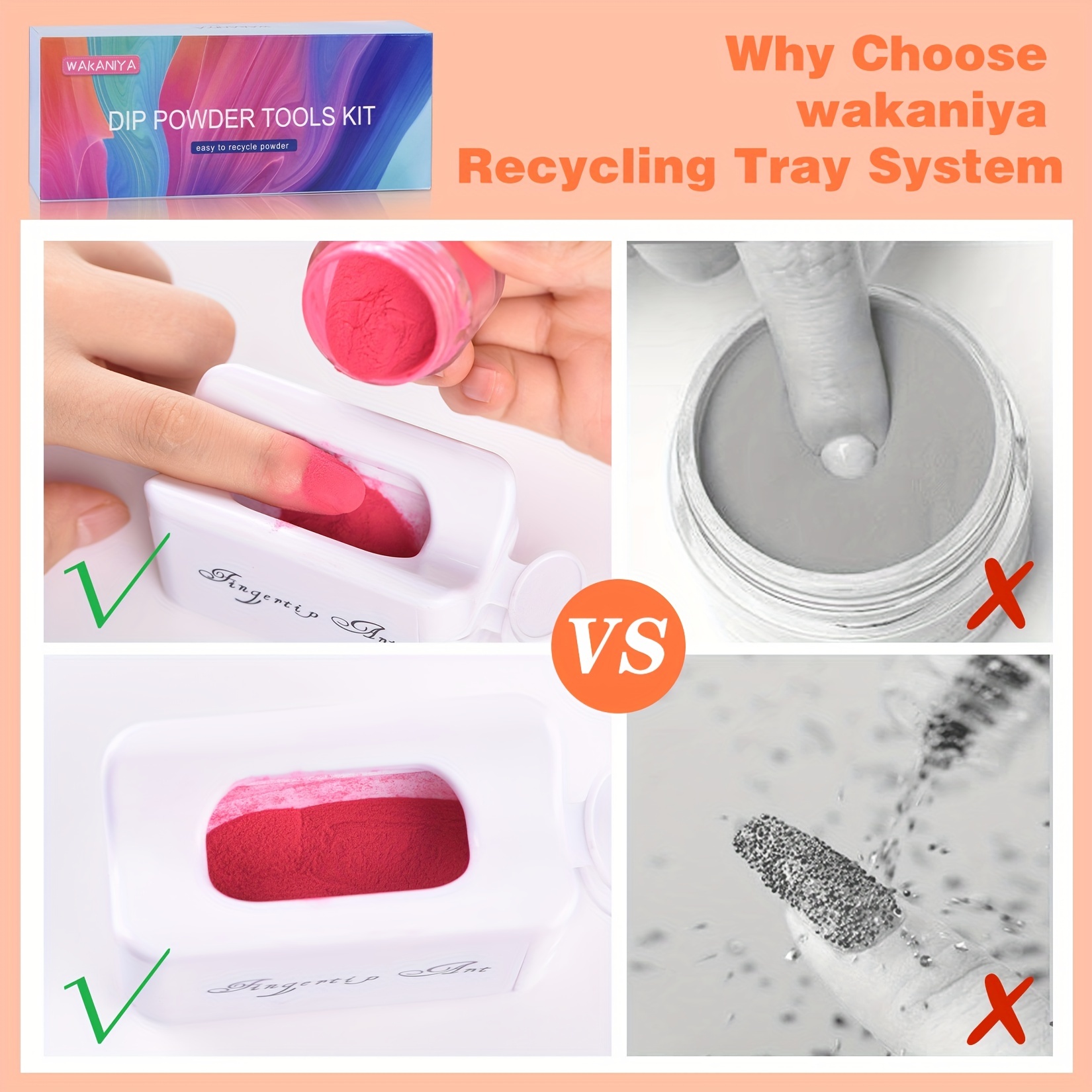 Dip Powder Recycling Tray Pen With Brush, Mess-Free Nail Dip Powder  Recycling System DIY Manicures Tool