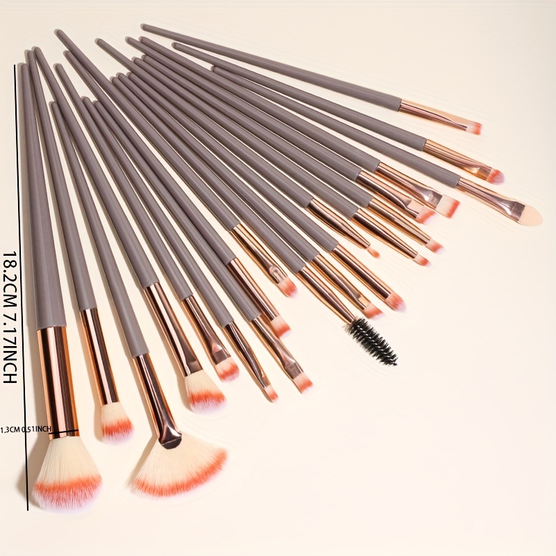 20Pcs Champagne Eye Brush Set - Foundation, Powder, Eye Shadow, Eyeliner
