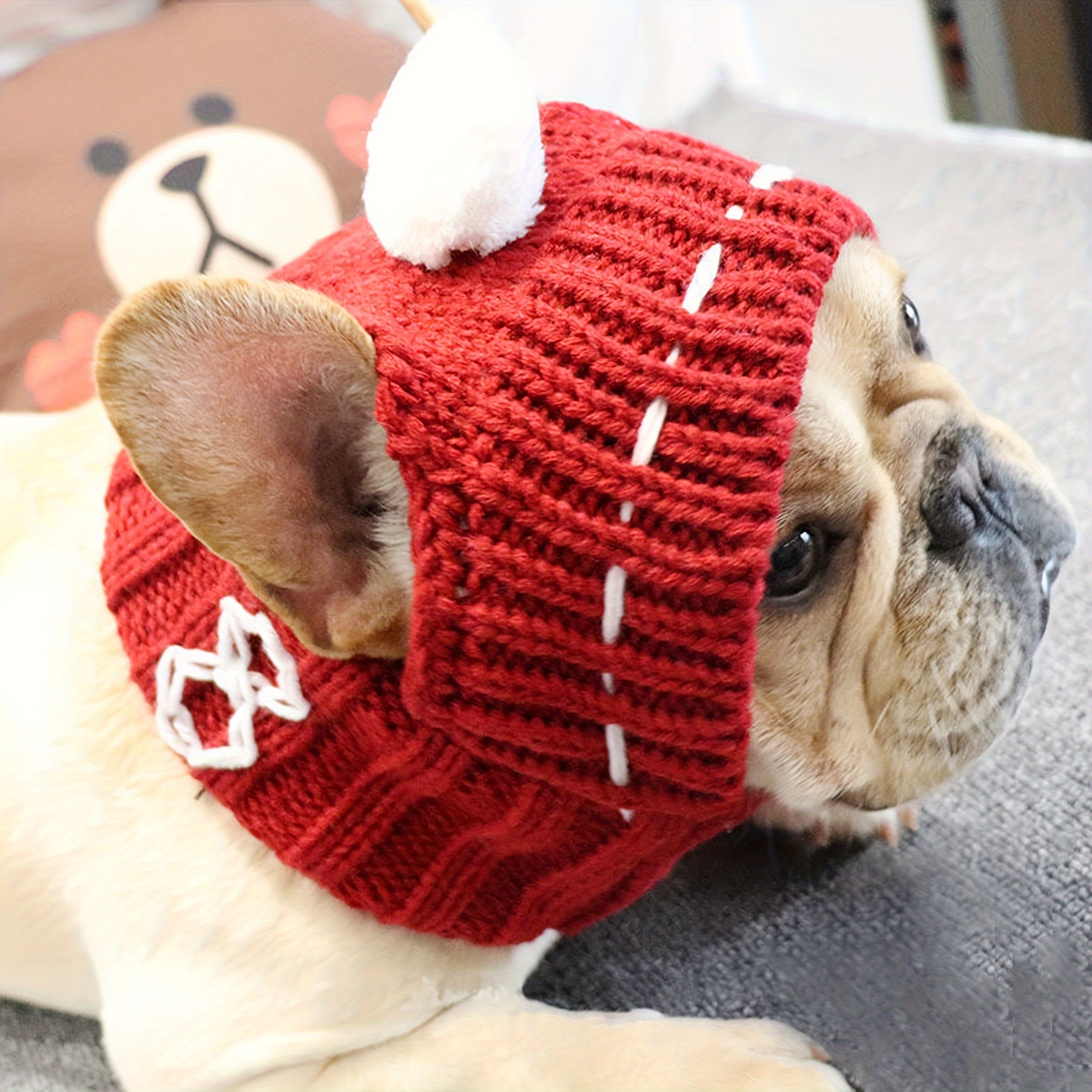 1pc Red Pet Hat Patterned Knitted Woolen Dog Hat Cute And Warm Decoration  Suitable For Small Medium And Large Pets Dogs - Pet Supplies - Temu