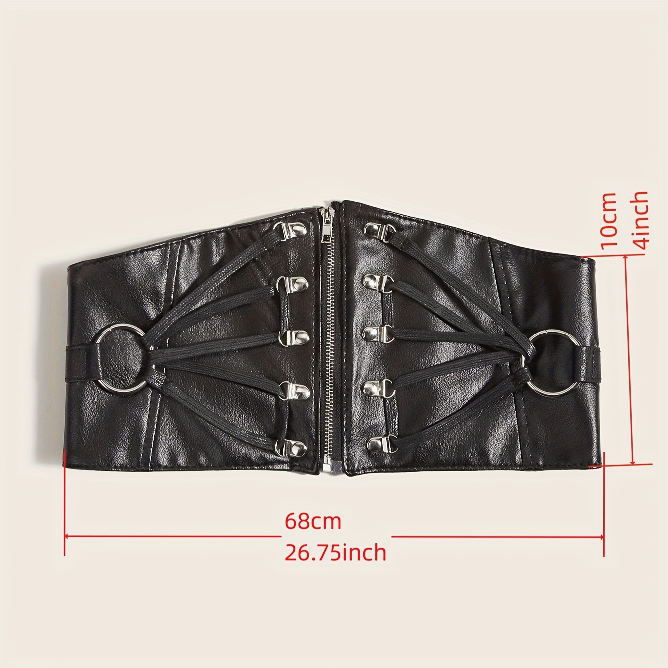 Gothic Lace Up Wide Belts Vintage Black Elastic PU Leather Belts Classic  Corset Waspie Waistband Trendy Dress Coat Girdle For Women Girls