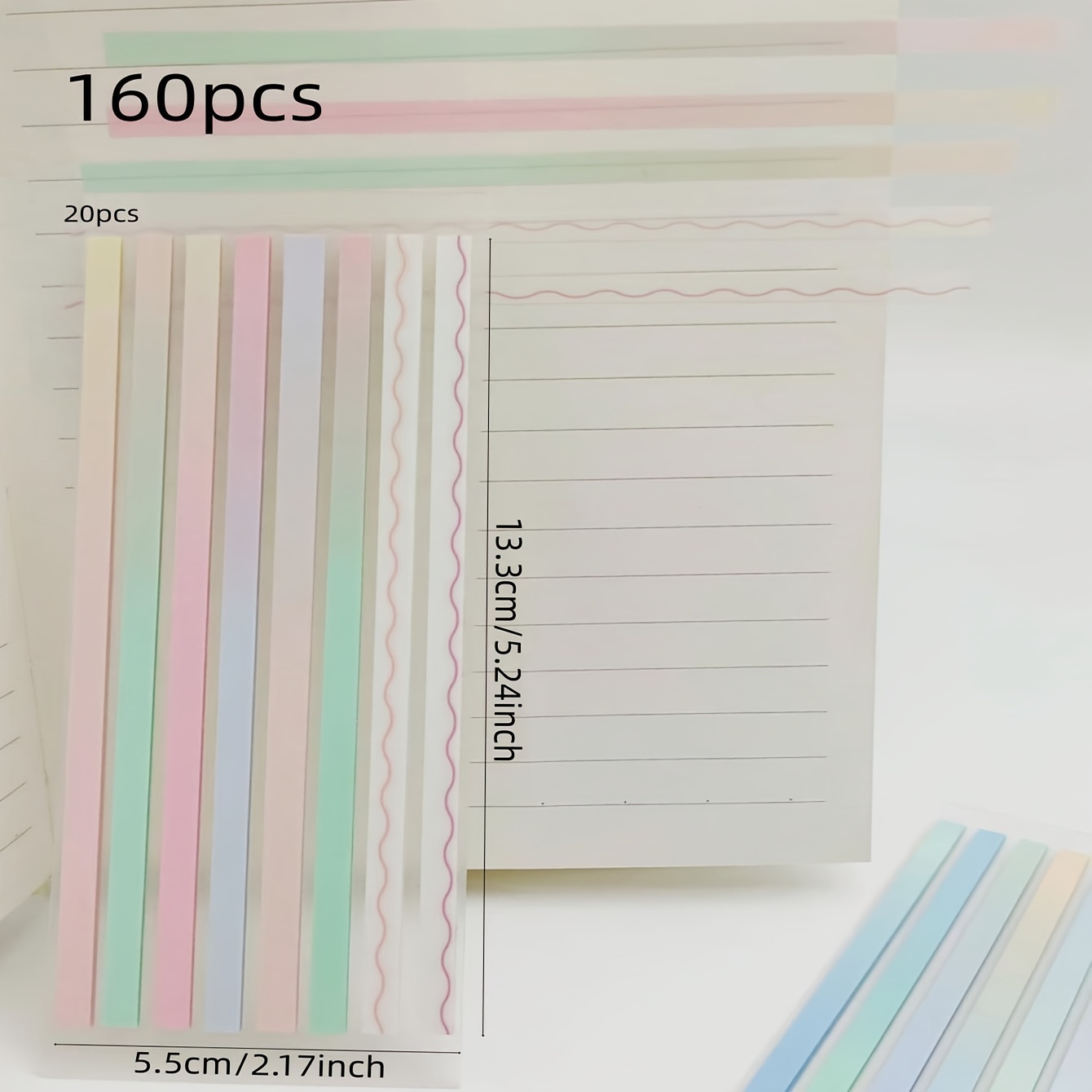 160Pcs Transparent Highlighter Tape Reusable, Clear Sticky Tabs