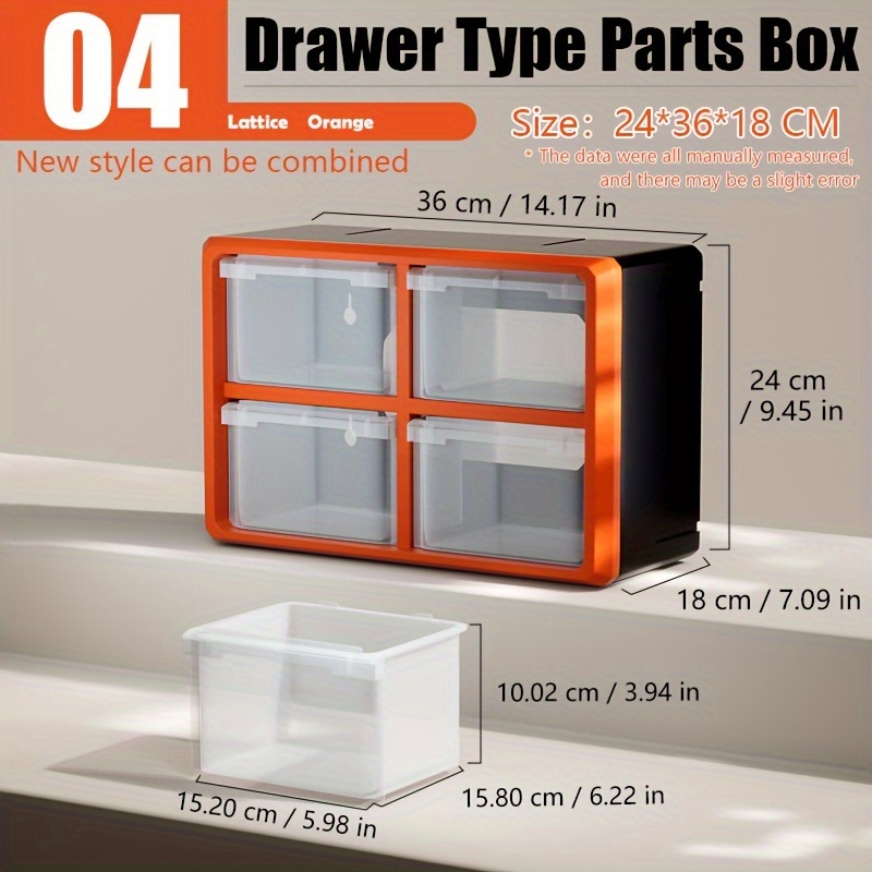 VHD 4 Pieces Hardware & Parts Organizers Set - Toolbox, Compartment Small  Parts Organizer, Versatile and Durable Storage Tool Box, Nut and Bolt