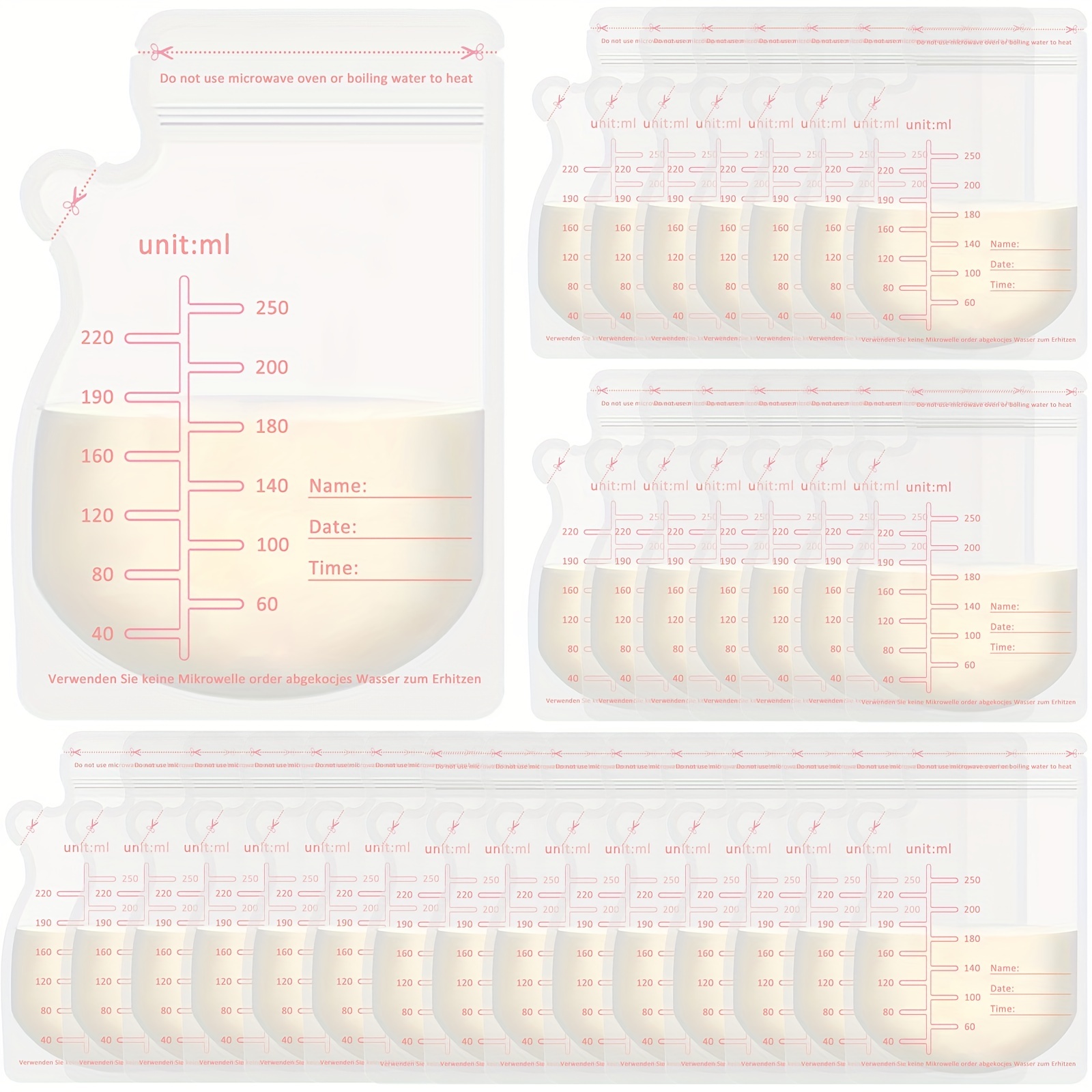Lait maternel Sacs de conservation - 60 pcs - 180 ml - sans BPA - Stérile -  Sacs