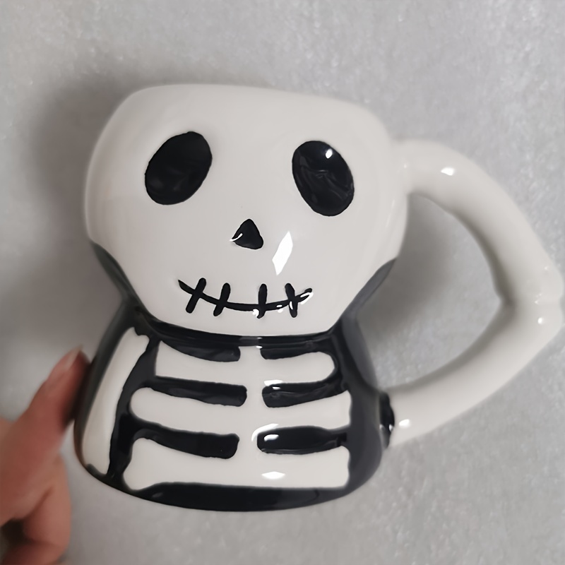 Skull Ceramic Mug Creature Cups Hidden Animal Cup Black Skeleton Mug  Birthday & Halloween Spooky Gifts Day of the Dead 