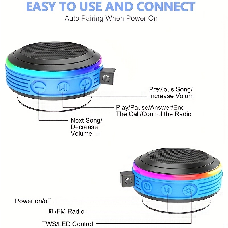  Altavoces Bluetooth, altavoz impermeable IPX7 con sonido  potente de 20 W, altavoces inalámbricos portátiles con graves extrales,  para playa, piscina, campamento, al aire libre, regalo de : Electrónica
