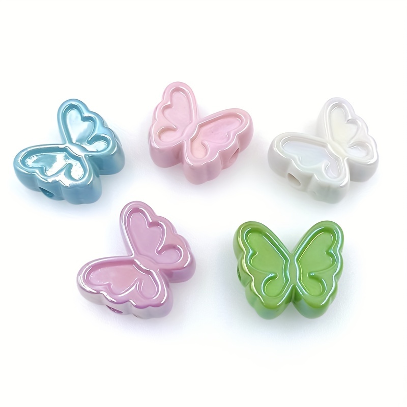 Uv Phantom Color Y2k Butterfly Beads 5 Colors Shiny Plastic Butterfly Beads  For Diy Jewelry Accessories Beaded Materials - Temu United Arab Emirates