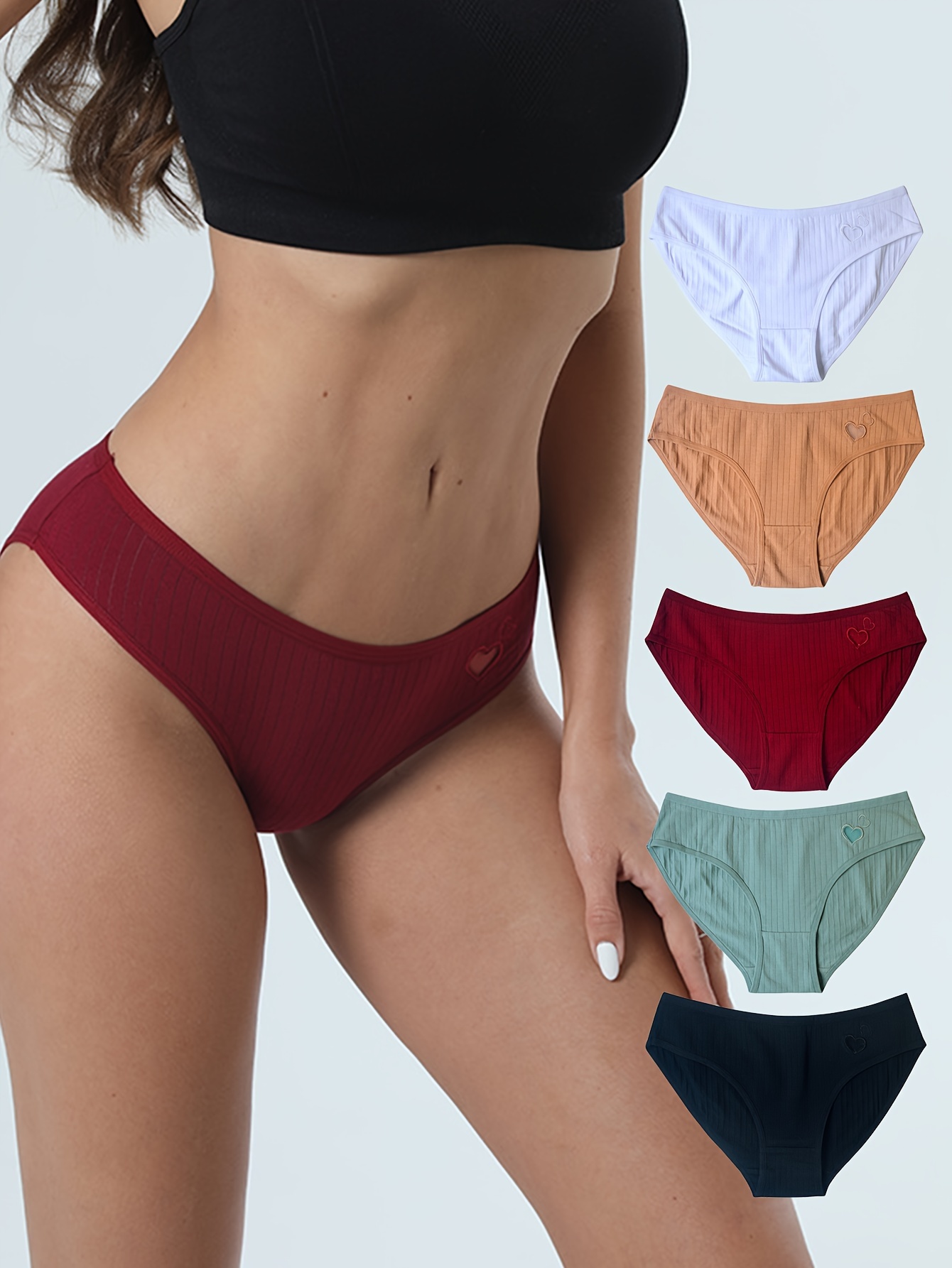 Simple Panties High Waist Solid Color High Cut Cheeky Comfy - Temu