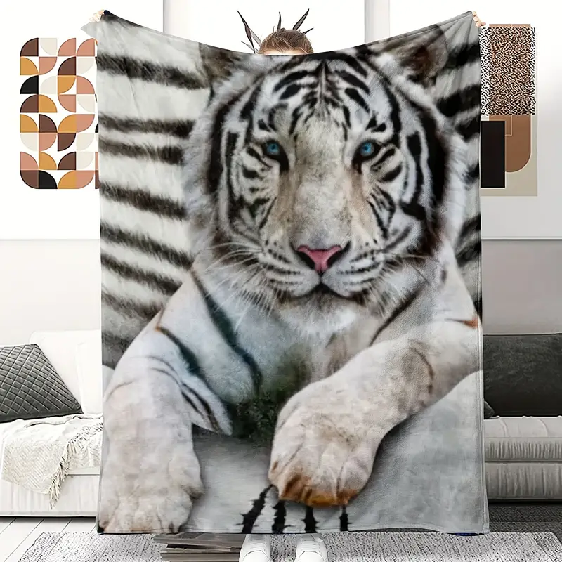 Animal Print Blanket Bengal White Tiger