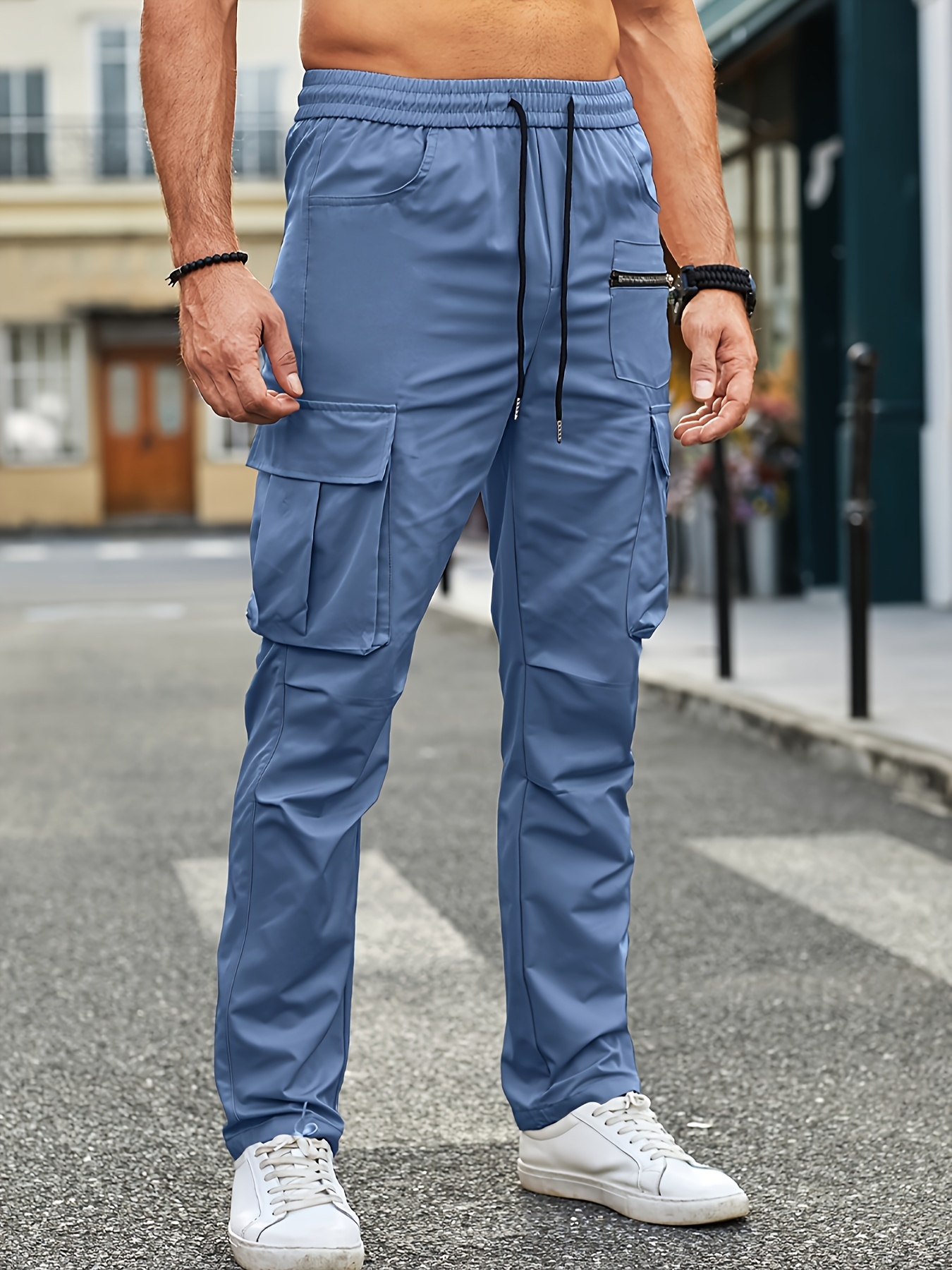 Flap Pockets Cargo Pants Ripped Holes Loose Fit - Temu Canada