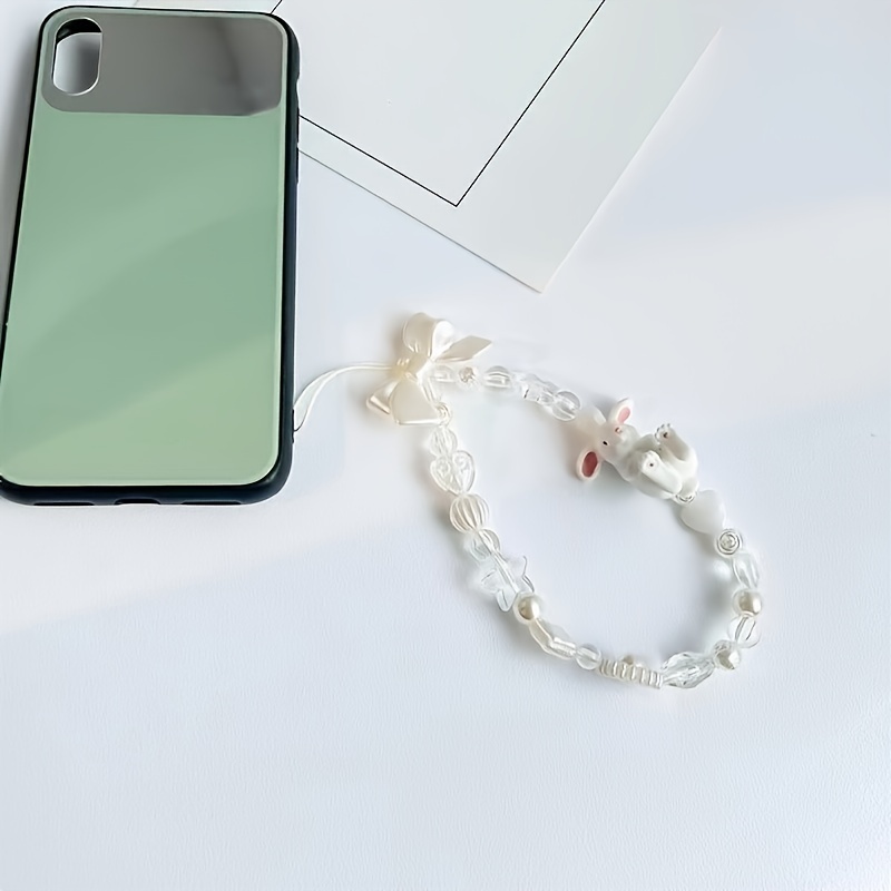 Phone Chain Charm Wristband White Marble Pattern Mobile - Temu