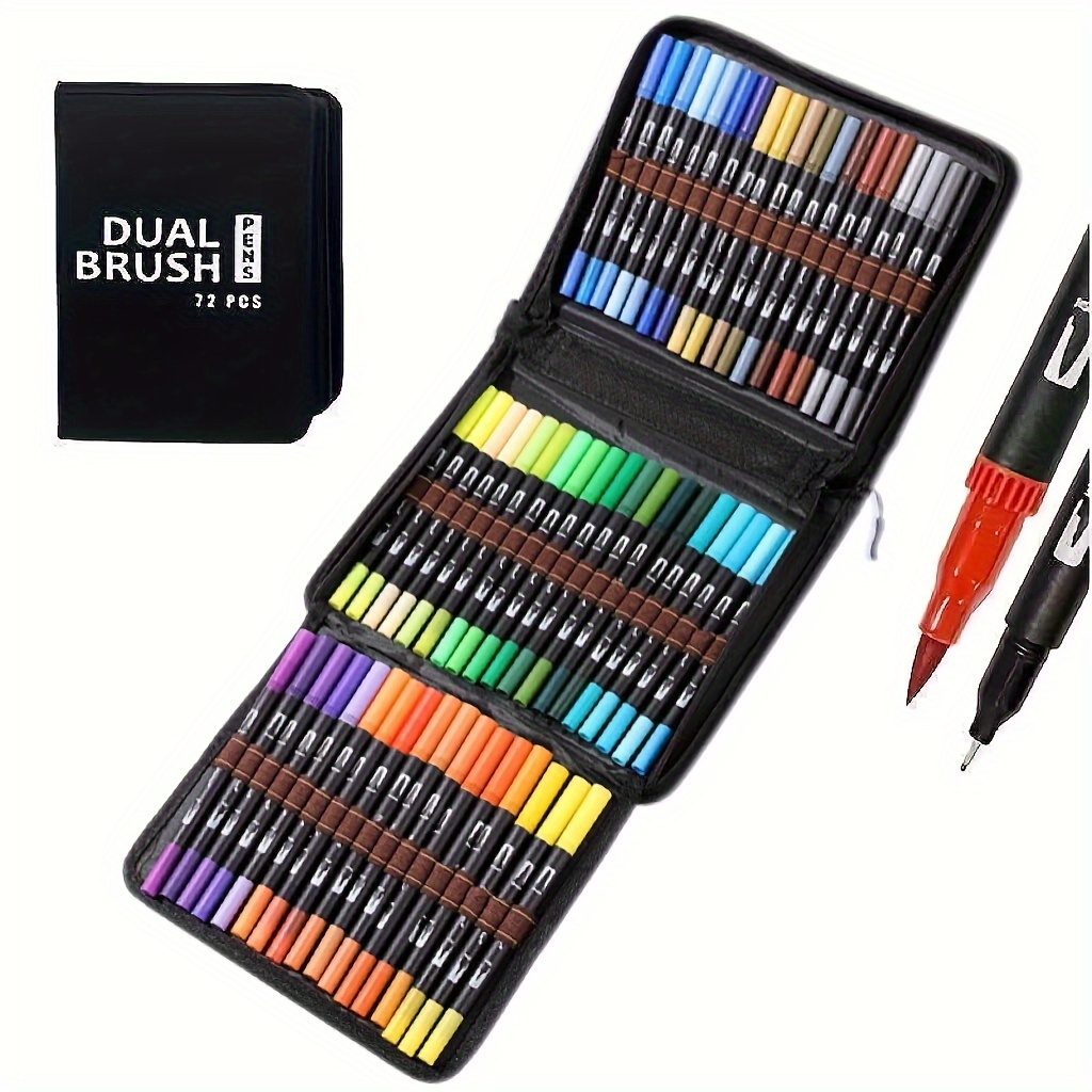 36 Colors Dual-tip Colored Fine Point Markers, Soft Brush Tip