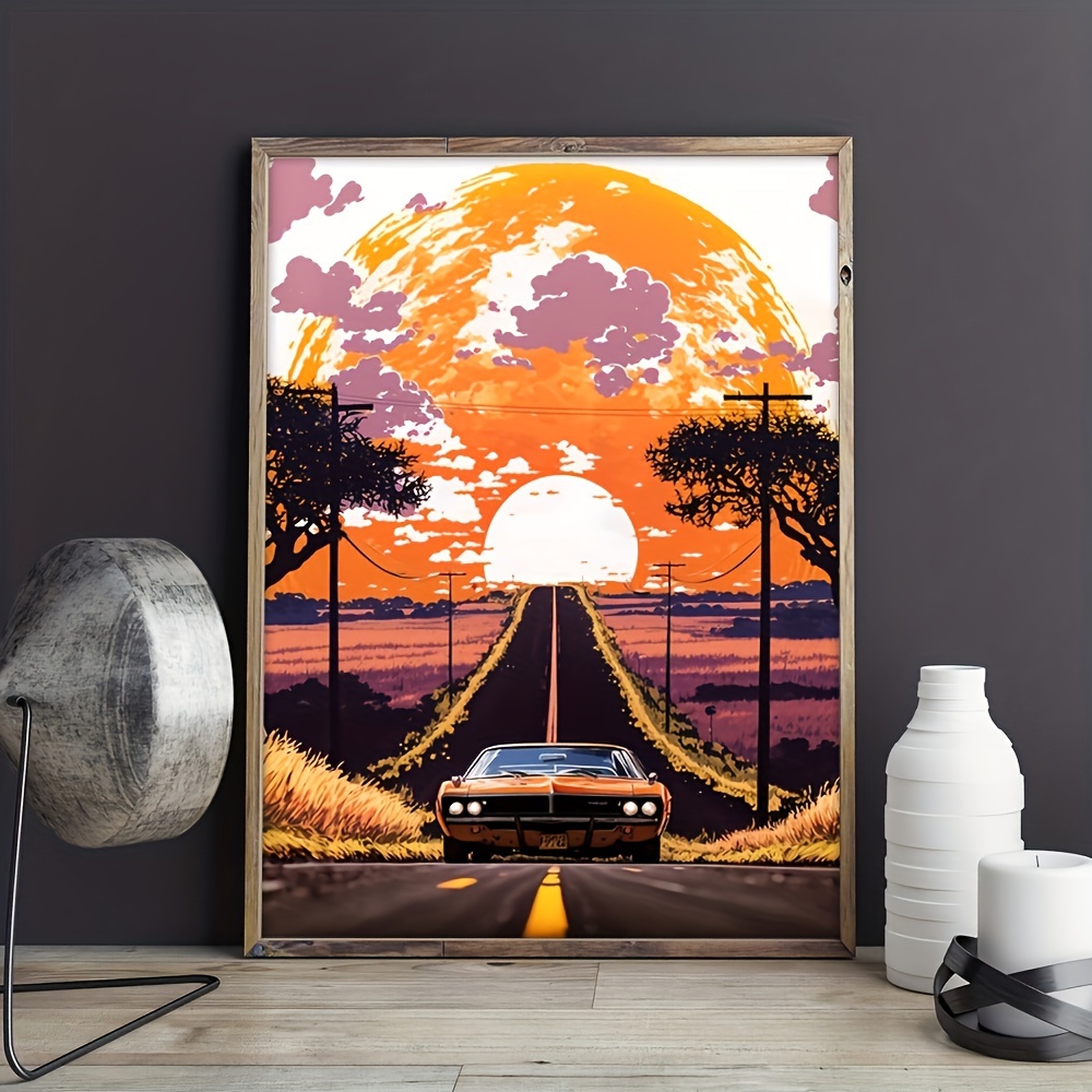 Art Poster Car Auto in Sunset
