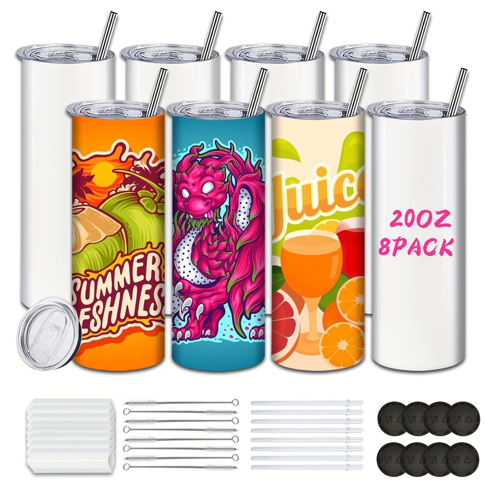 Sublimation Tumblers Skinny Tumblers, Straight Tumblers Sublimation Blanks  Bulk, Double Wall Vacuum Insulated Stainless Steel Insulated Sublimation  Tumblers Cup White, Diy Gift - Temu