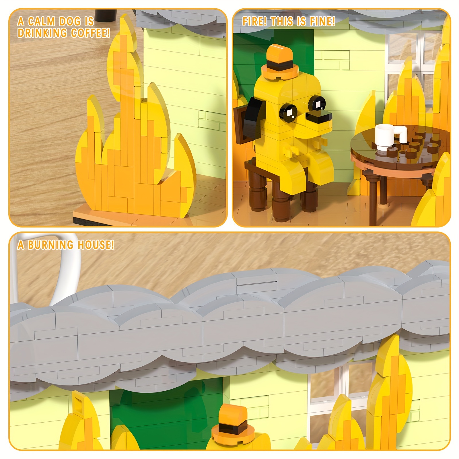 Funny Puppy in Fire Scene Building Blocks Toy