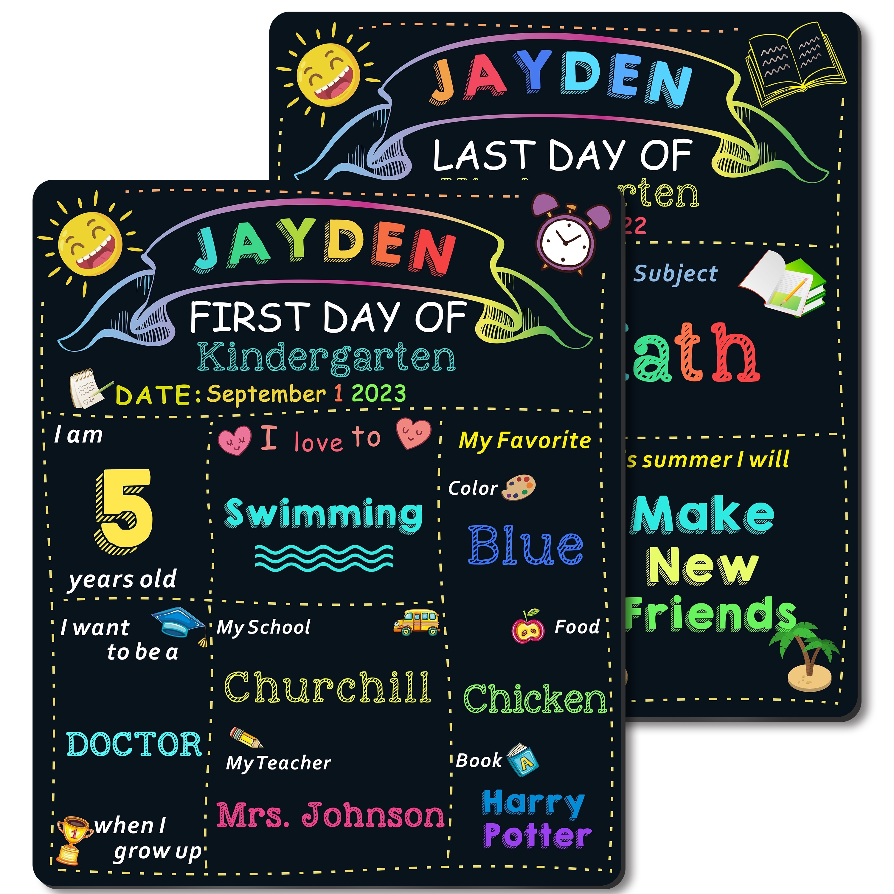 My First and Last Day Double-Sided Chalkboard Kit with 2 Chalk