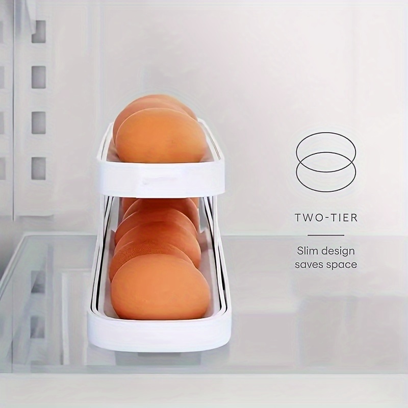 Egg Holder For Refrigerator, Egg Storage Box, Automatically Rolling Egg  Storage Container, Sliding Drawer Design Double Layer Anti-fall Egg Tray,  Refrigerator Door Dedicated Egg Container, Suitable For Kitchen Countertop,  Kitchen Stuff 