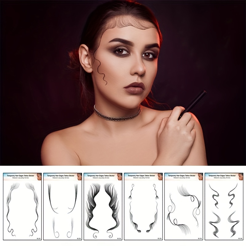 6PCS Baby Hair Temporary Tattoo Stickers, Fashion Hair Edge Tattoo Edges  Curly Hair, DIY Hairstyling Hair Tattooing Template Hair Stickers Lasting  Makeup Tool : : Beauty