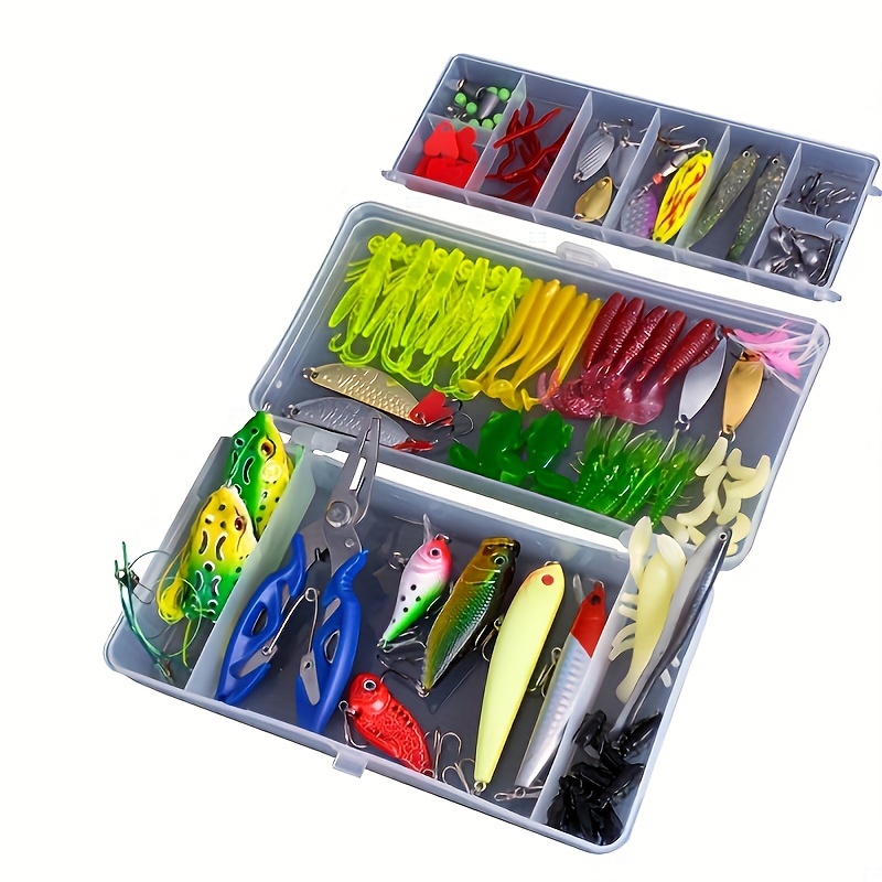 ANCLLO Fishing Lures Kit Set with Tackle Box Fishing Gear Equipment for  Freshwater Trout Bass Salmon Fishing Baits Kit Including Frog Lure Spoon  Lures