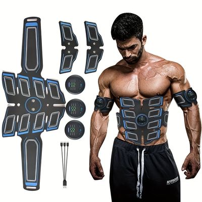 rechargeable abdominal muscle toning trainer practice eight pack abs strengthen ems simulates biological micro current stimulation