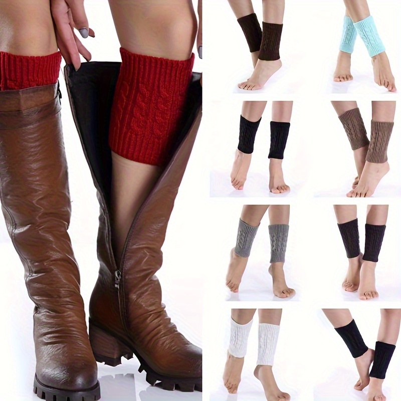Thermal Ribbed Knit Leg Warmer Button Vintage Punk Knee High