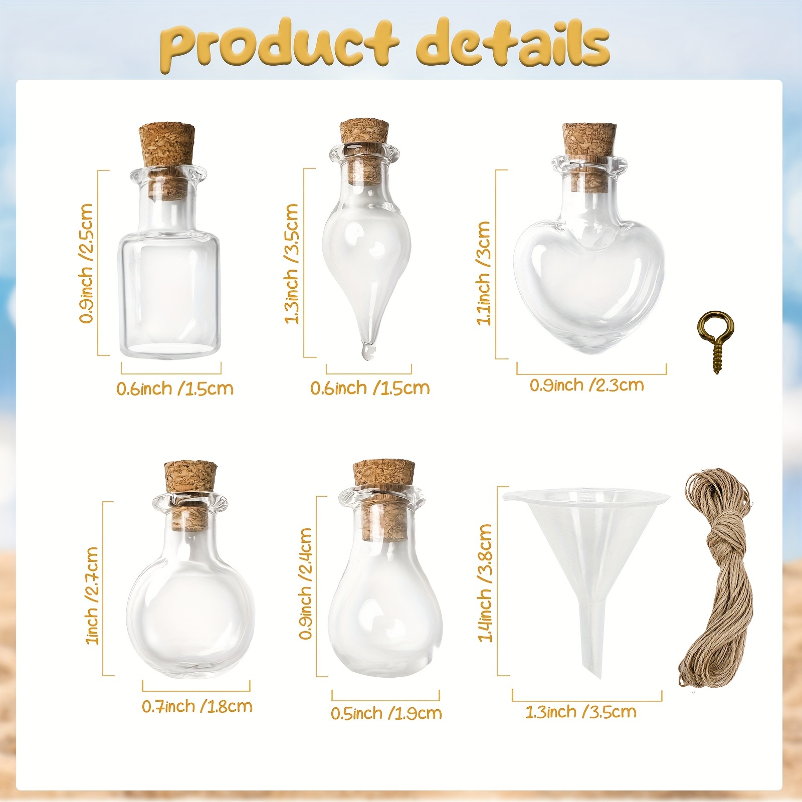 Danmu 30ml 1.18 x 2.75 Mini Glass Bottles, Jars with Wood Cork Stoppers,  Tiny Glass Jars, Wishing Bottles, Message Bottle for Wedding Favors