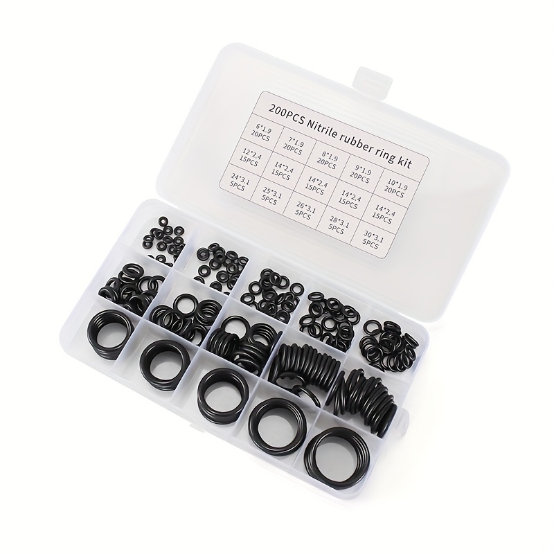 200pcs rubber o ring assortment kit 25 sizes for professional plumbing car repair air gas connections