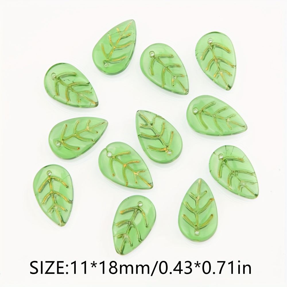 Acrylic Green Leaves Charm Flat Leaf Beads For Diy Handmade - Temu