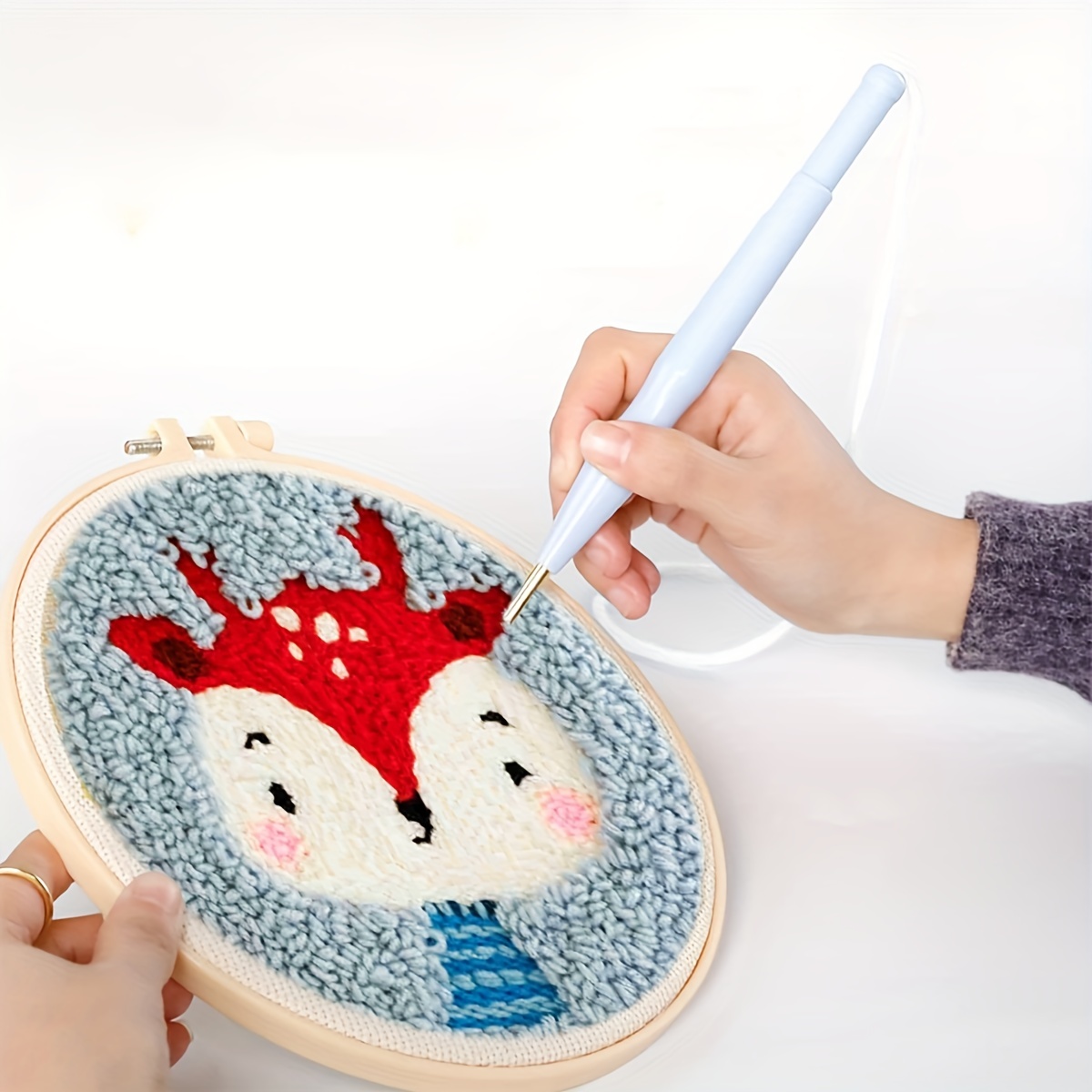 Punch Needle Kit for Beginners Adults Kids Easy Punch Needle Embroidery Kit  Tool Yarn And Adjustable Pen (fox Animal) - AliExpress