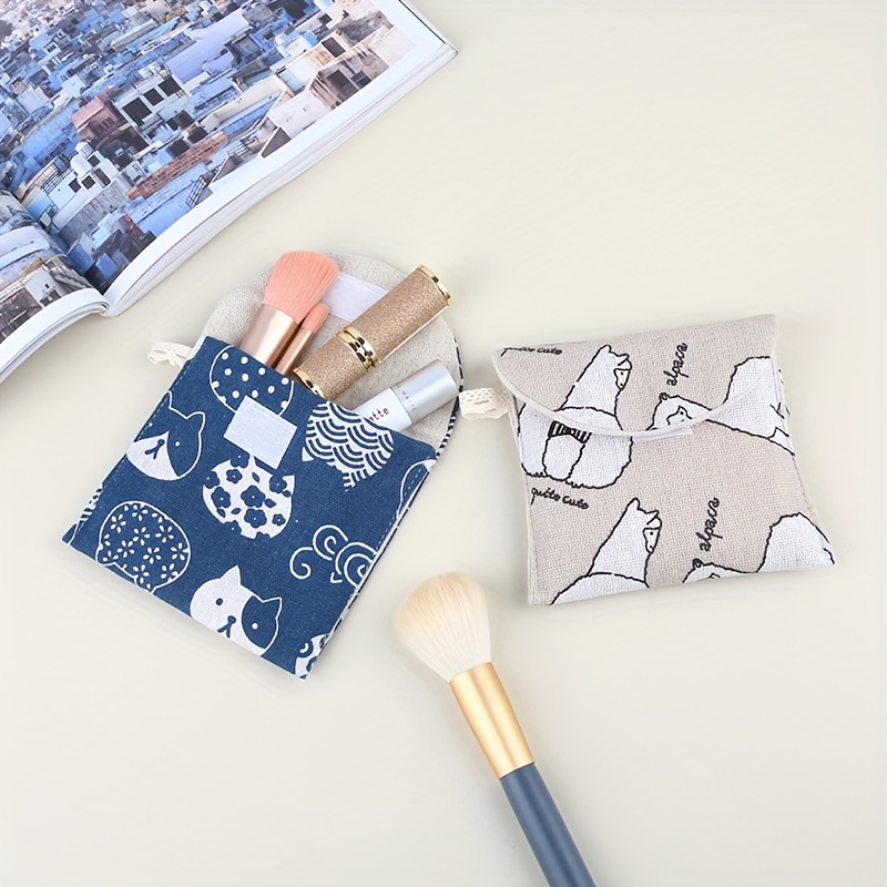 1pc Stylish Multi-Purpose Travel Organizer Bag - Perfect for Toiletries, Sanitary Pads, and Cosmetics! Large Capacity Portable Storage with Unique Animal & Plant Designs (Blue Fox, White Goose, Green Leaves, Pink Flowers)