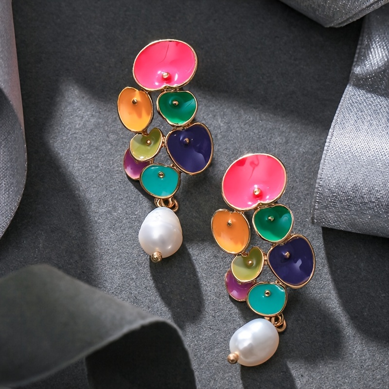 E-shop Ein Paar elegante süße pastoral-stilvolle Emaille-Blumenohrringe für Damen, für Feiertage, Geburtstage, Dates, Bälle, , Partys, Urlaub,