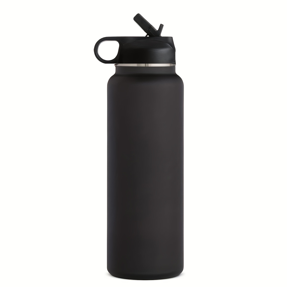 Leakproof Black Matte Stainless Steel Water Bottle With - Temu