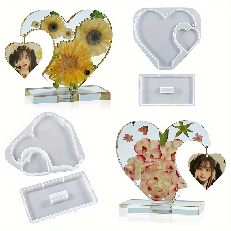 Epoxy Resin Double Heart Photo Frame Crystal Silicone Mold - Temu