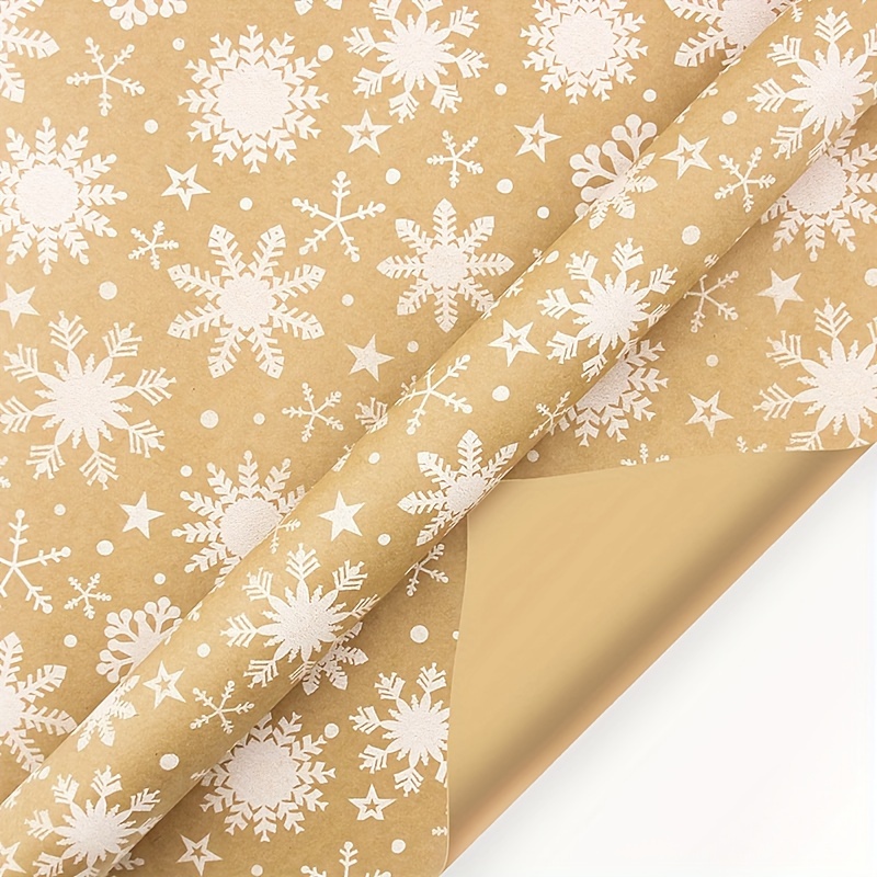 Jumbo Gold and White Snowflake Holiday Wrapping Paper Roll