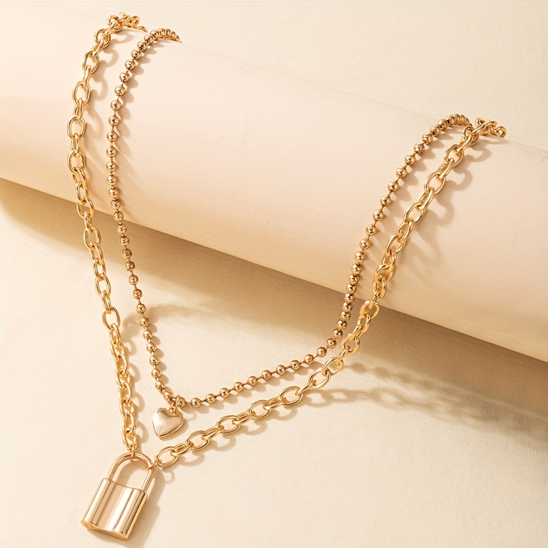 Lock Pendant Chain Necklace 1pc