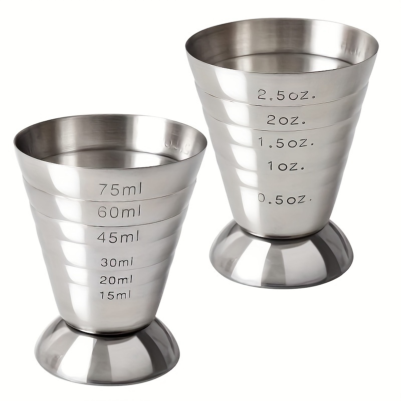 1oz/1.5oz Stainless Steel Cocktail Jigger Shot Glass Measuring Cup, Black  Gold