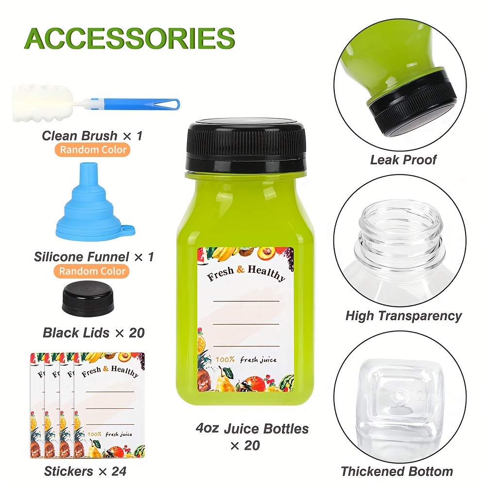 Glass Juice Bottles Reusable Juice Container With Brush - Temu