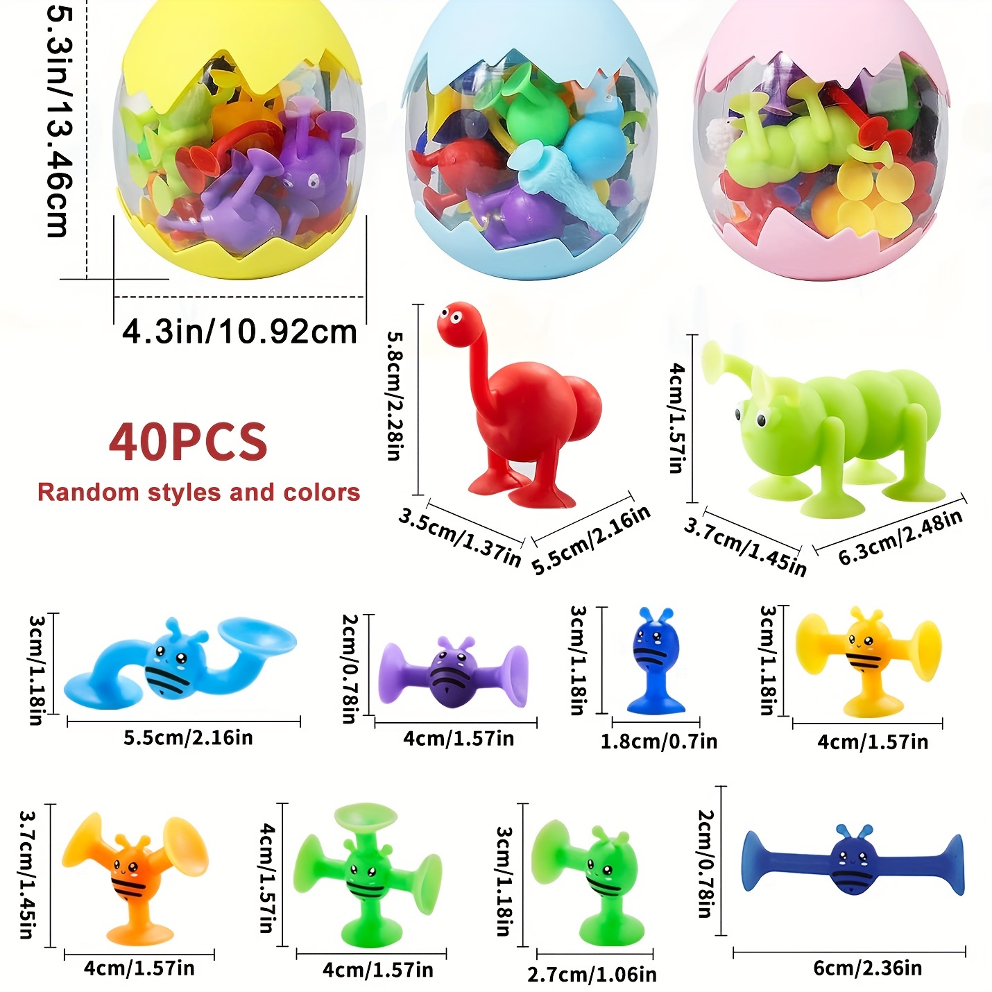  Suction Cup Toy for Baby Age 3, Suction Toys 40PCS