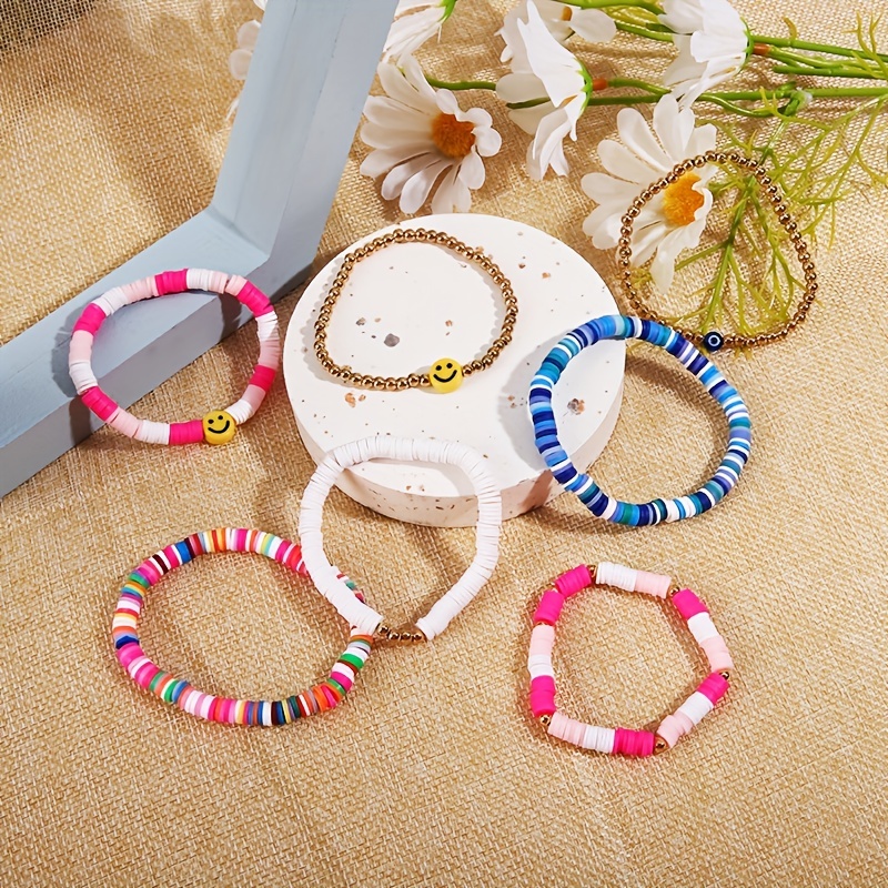 Preppy Solid Clay Beaded Bracelets