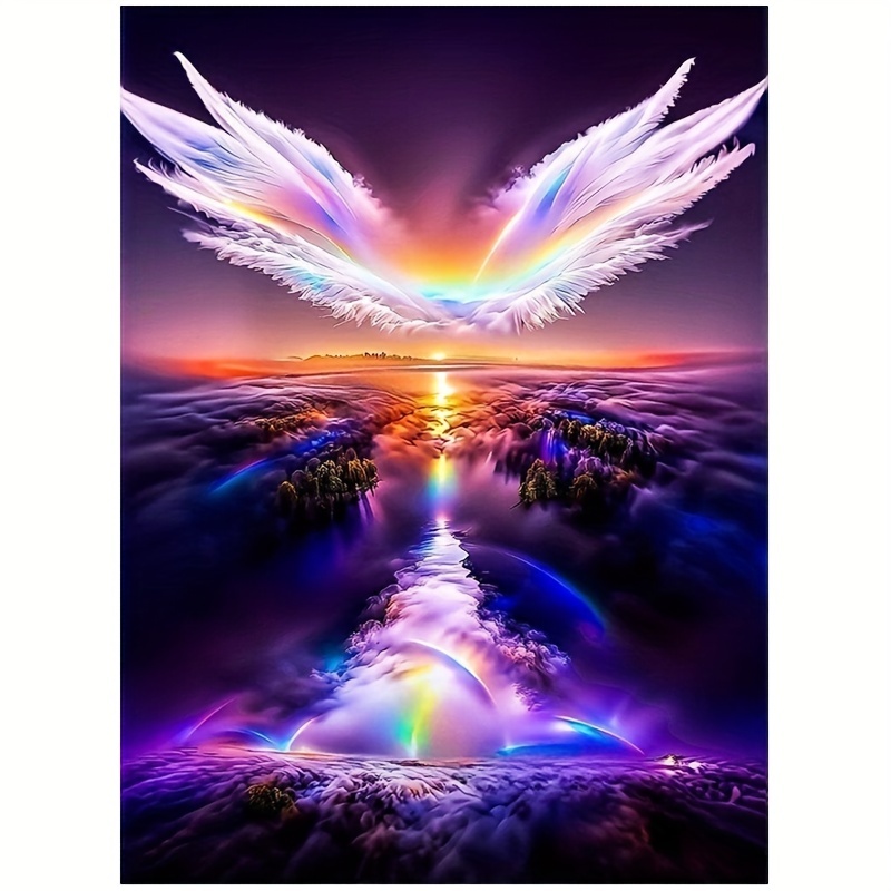 Frameless Diy 5d Artificial Diamond Painting Set Rainbow - Temu