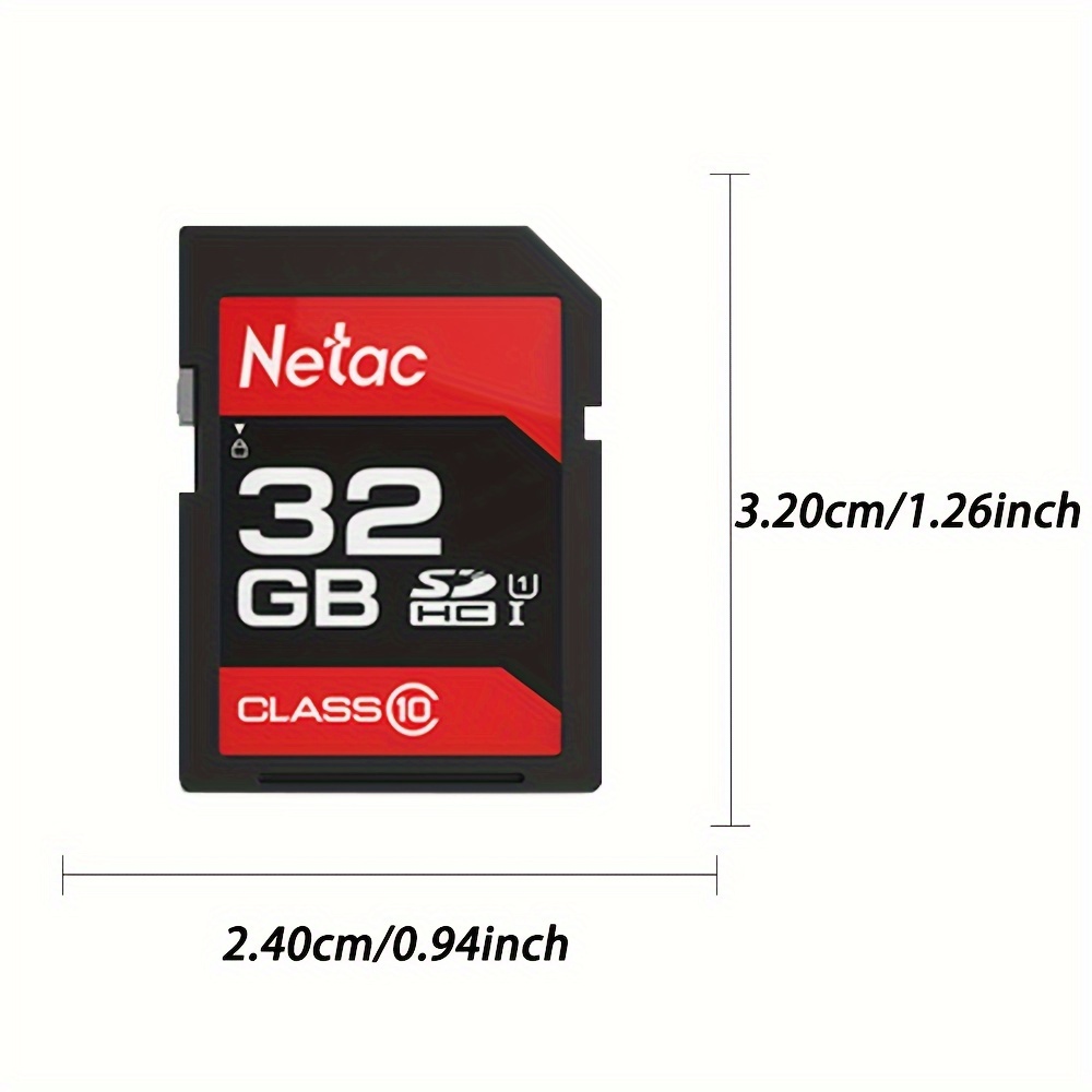 Carte SD Netac 32GB 64GB 128GB 256GB 512GB Carte Mémoire Flash SD U1 C10  Cartes Microsd SD Pour Appareil Photo SD Jusqu'à 80 Mo/s - Temu France