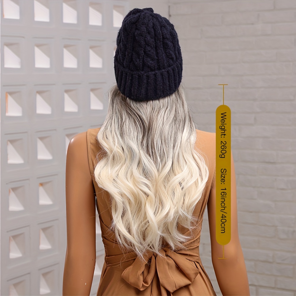 Tan Hat with 16 inch Blonde & Brown Hair Attached