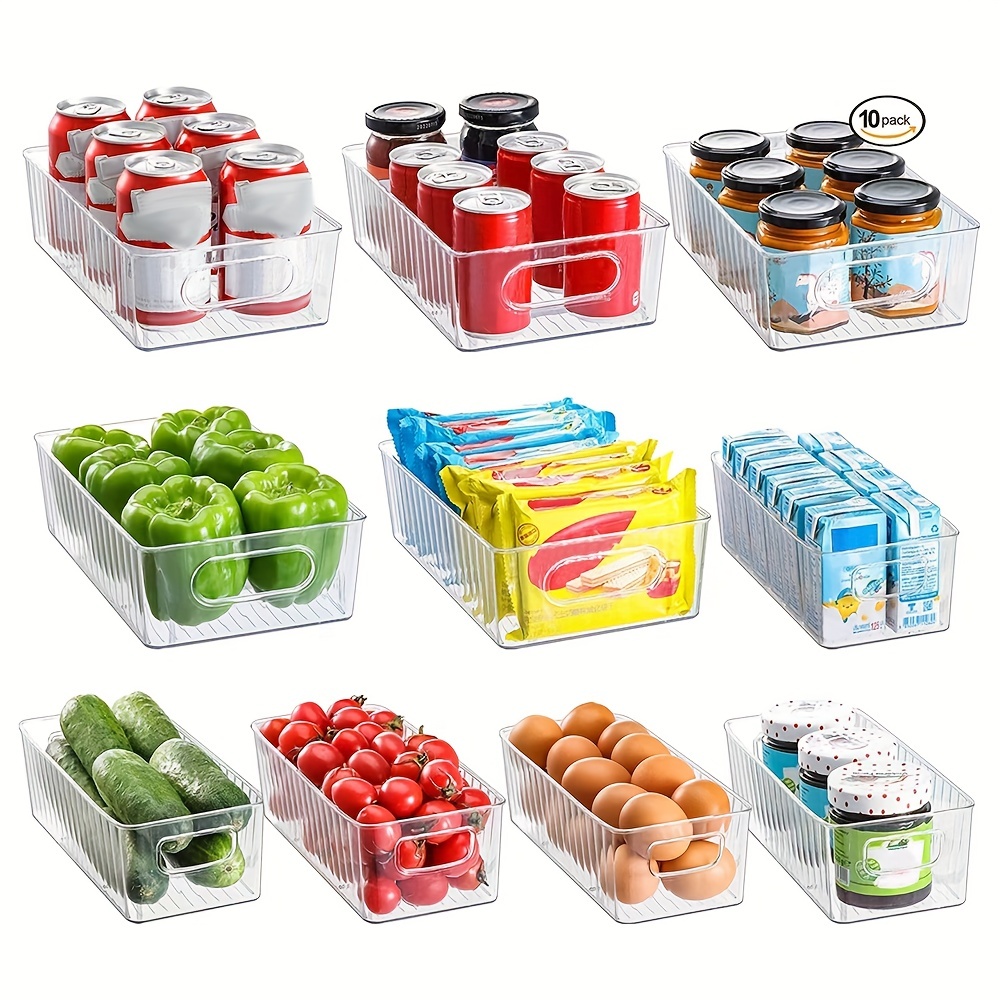 Set of 8 Refrigerator Pantry Organizer Bins - 4 Big and 4 Small Clear Food Storage  Baskets